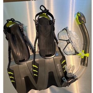 U.S. Divers Snorkel Set Mask Fins Snorkel Mesh Bag Grey Yellow Small Medium S/M